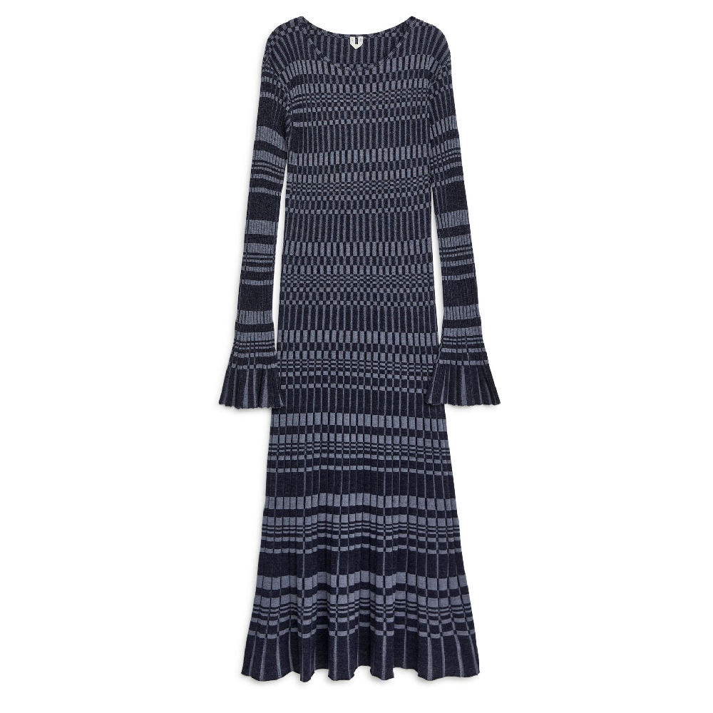 цена Платье Arket Ribbed Wool Blend, темно-синий