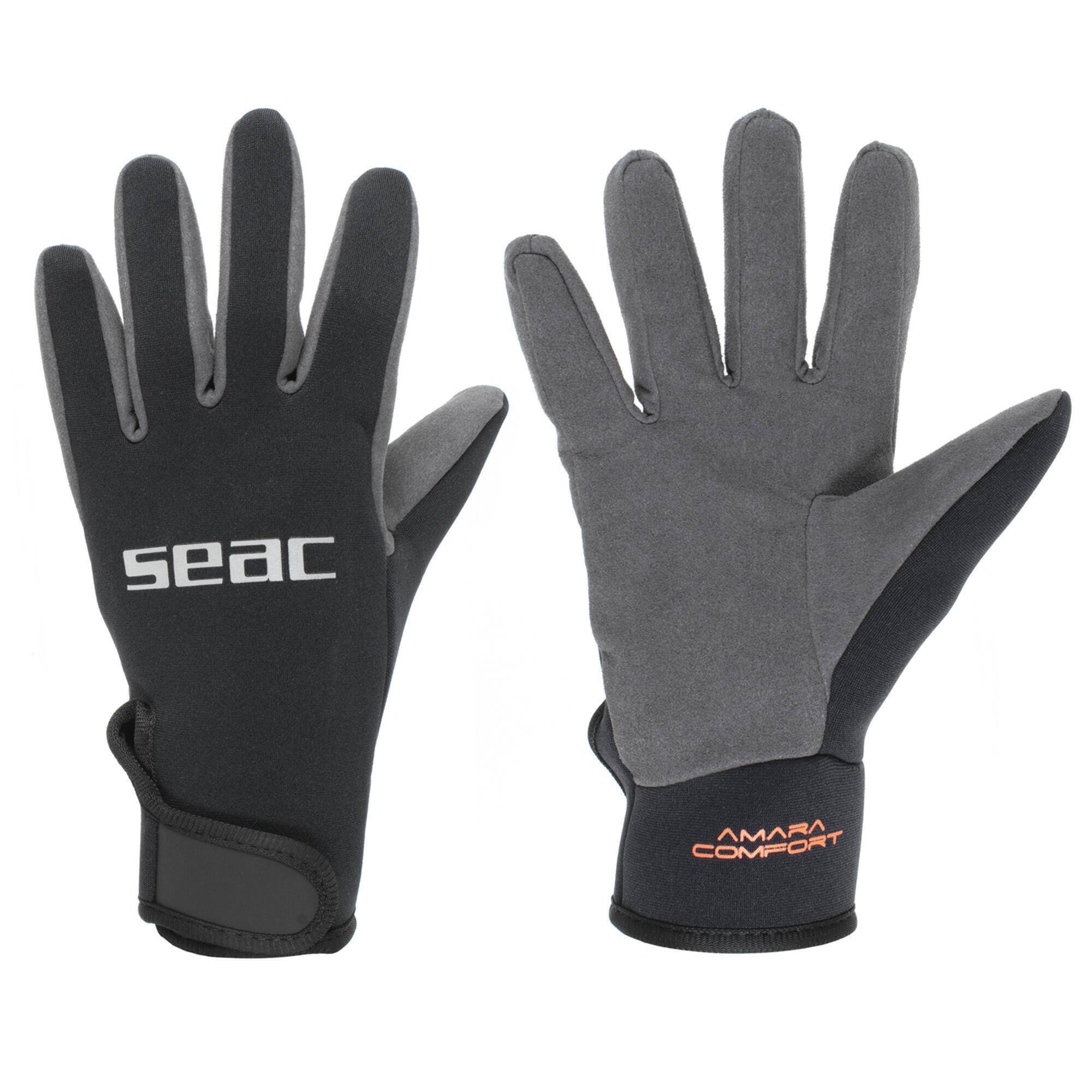 Неопреновые перчатки для дайвинга Amara comfort 1,5 мм SEAC, черный / светло-серый перчатки для дайвинга 3 мм неопреновые нескользящие перчатки для дайвинга теплые перчатки для плавания перчатки для подводной охоты серф