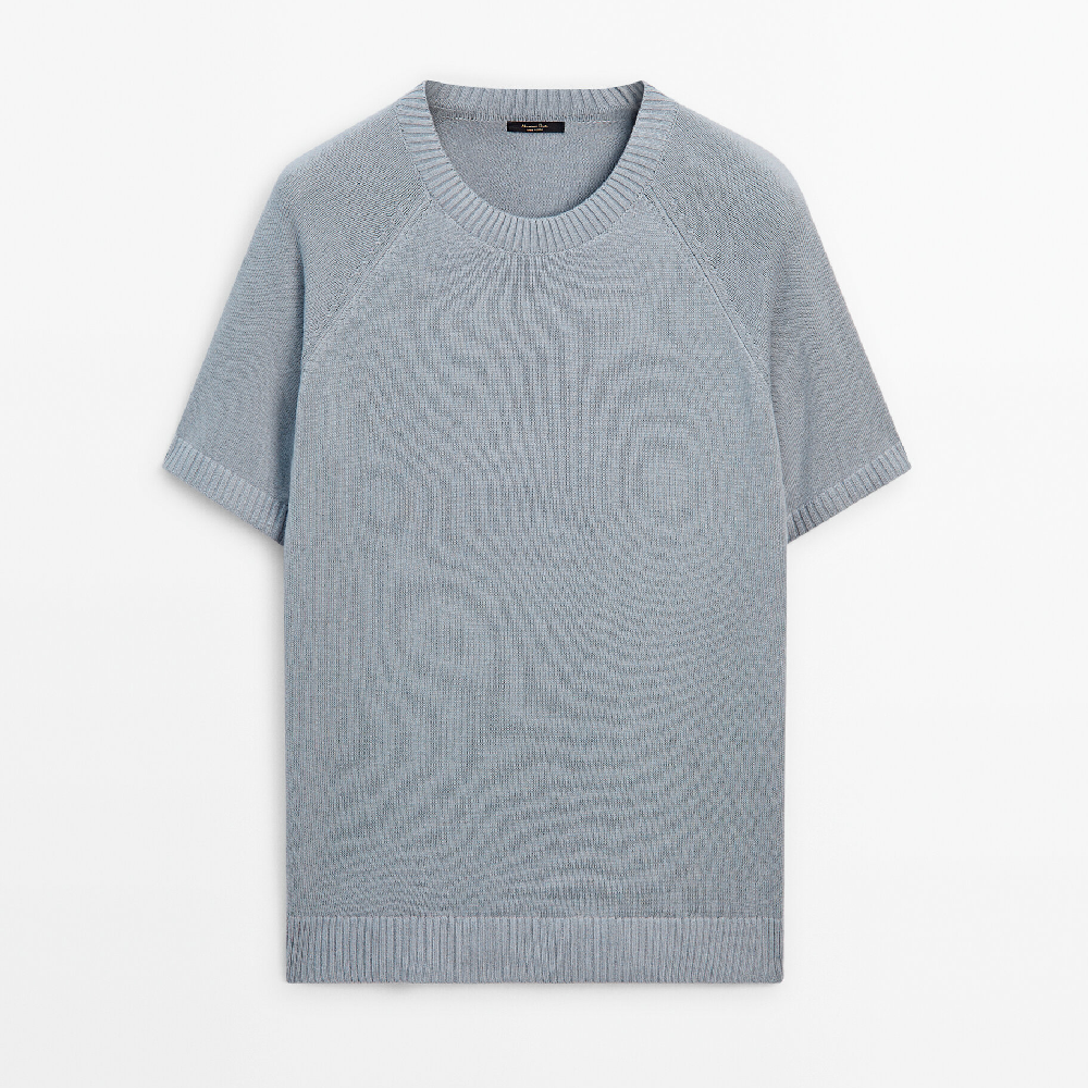 цена Свитер Massimo Dutti Short Sleeve Knit With Cotton, серый