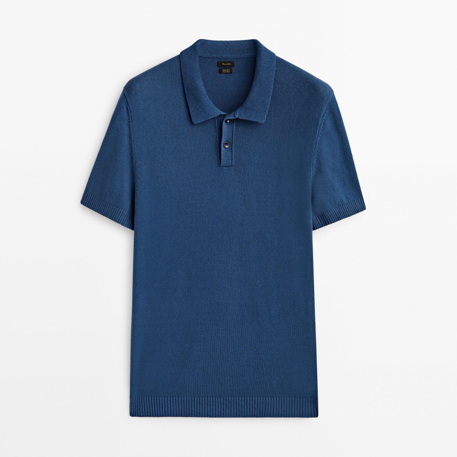 

Свитер-поло Massimo Dutti Short Sleeve Cotton, чернильно-синий