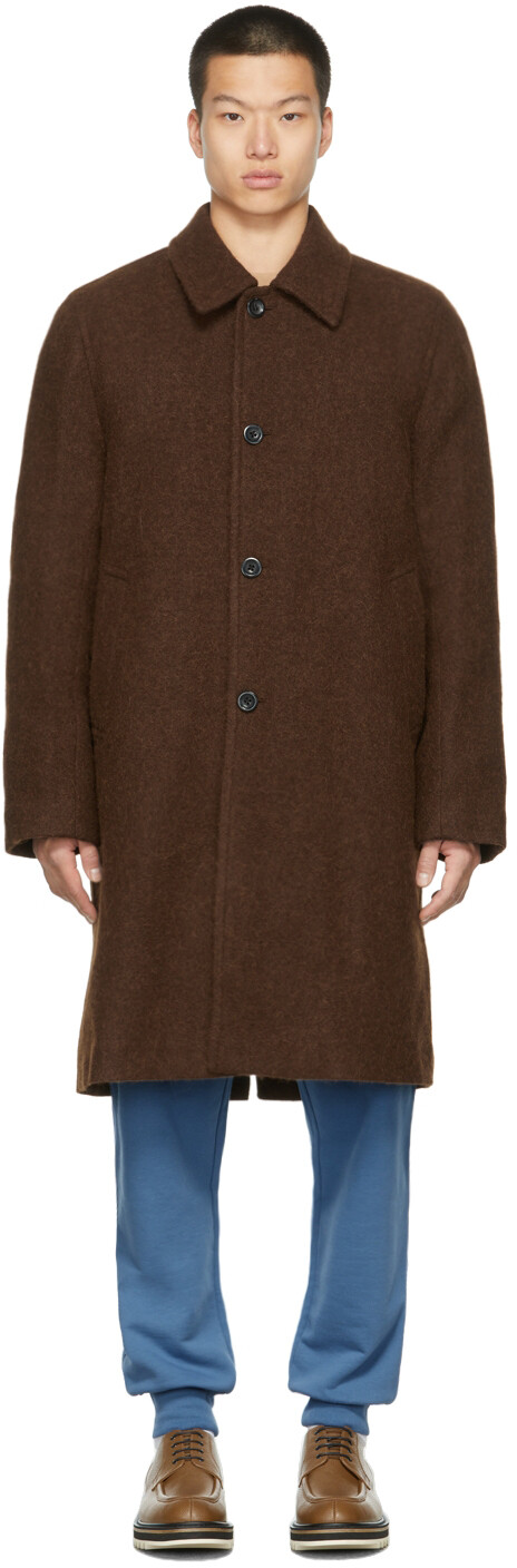 

Коричневое войлочное пальто из альпаки Dries Van Noten, Коричневый