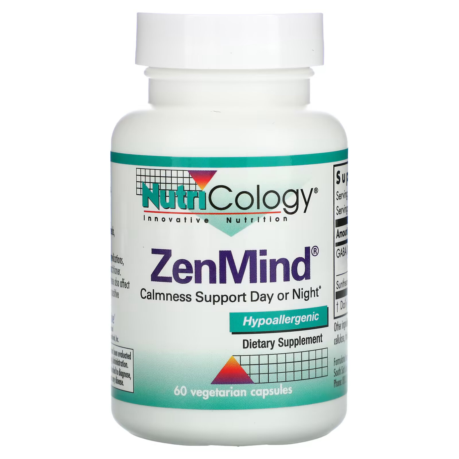Nutricology, Пищевая добавка ZenMind, 60 растительных капсул nutricology люмброкиназа 60 капсул