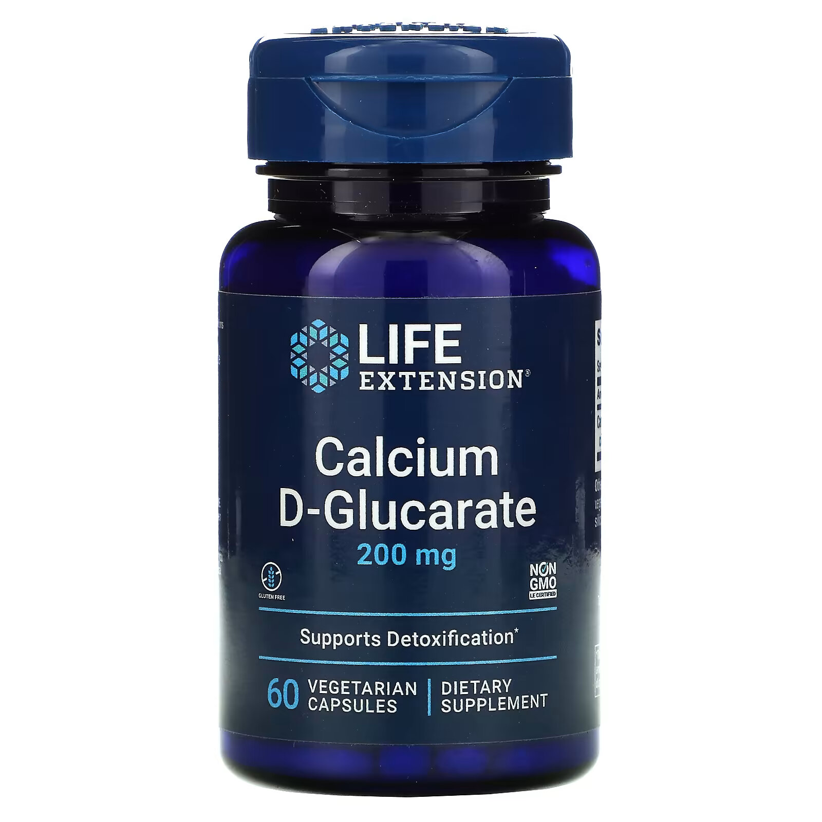 Life Extension, D-глюкарат кальция, 200 мг, 60 растительных капсул цена и фото