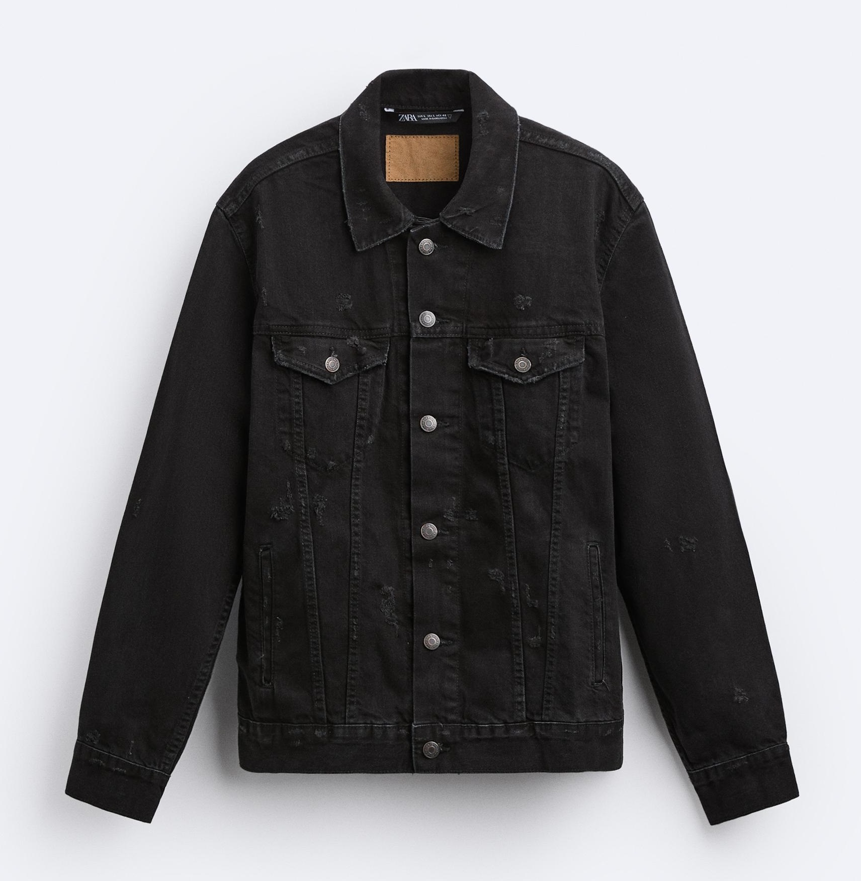 Куртка Zara Ripped Denim, черный джинсовая куртка мужская рваная ковбойская джинсовая куртка модный тренд весна осень