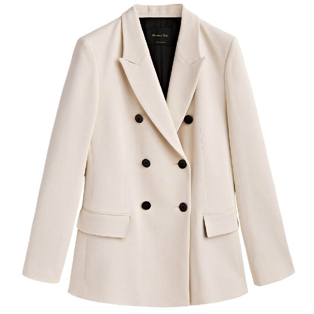 

Пиджак Massimo Dutti Double-breasted Contrast Buttons, белый