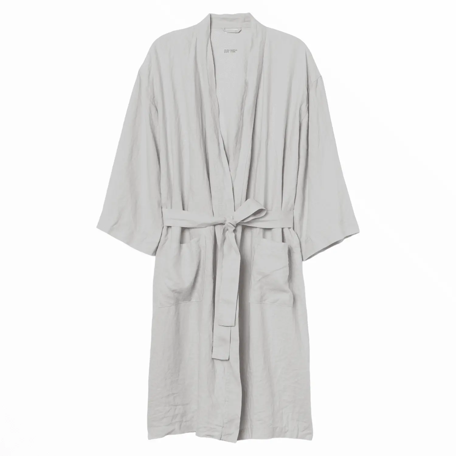 Халат H&amp;M Home Washed Linen, светло-серый