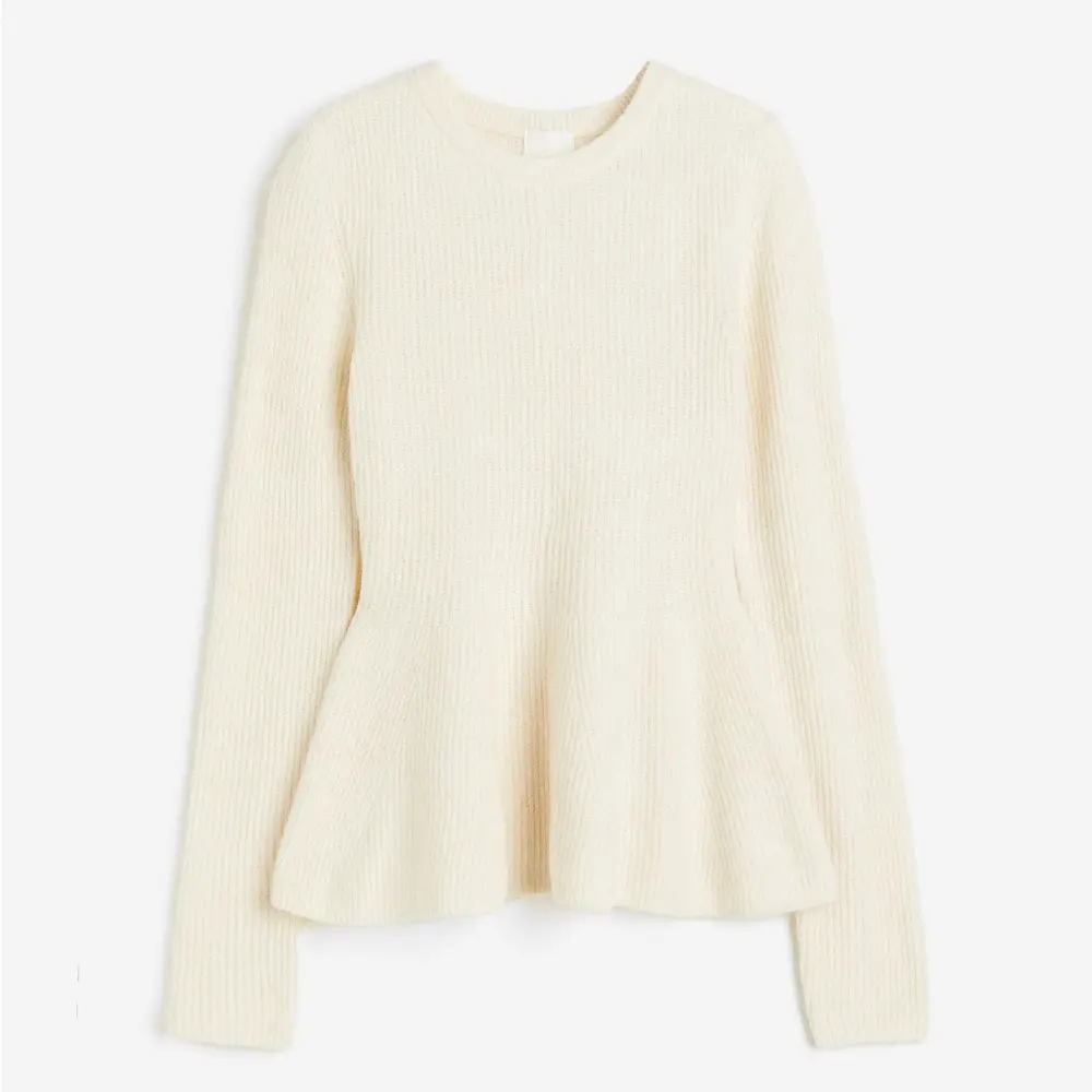 

Свитер H&M Rib-knit Peplum, кремовый, Бежевый
