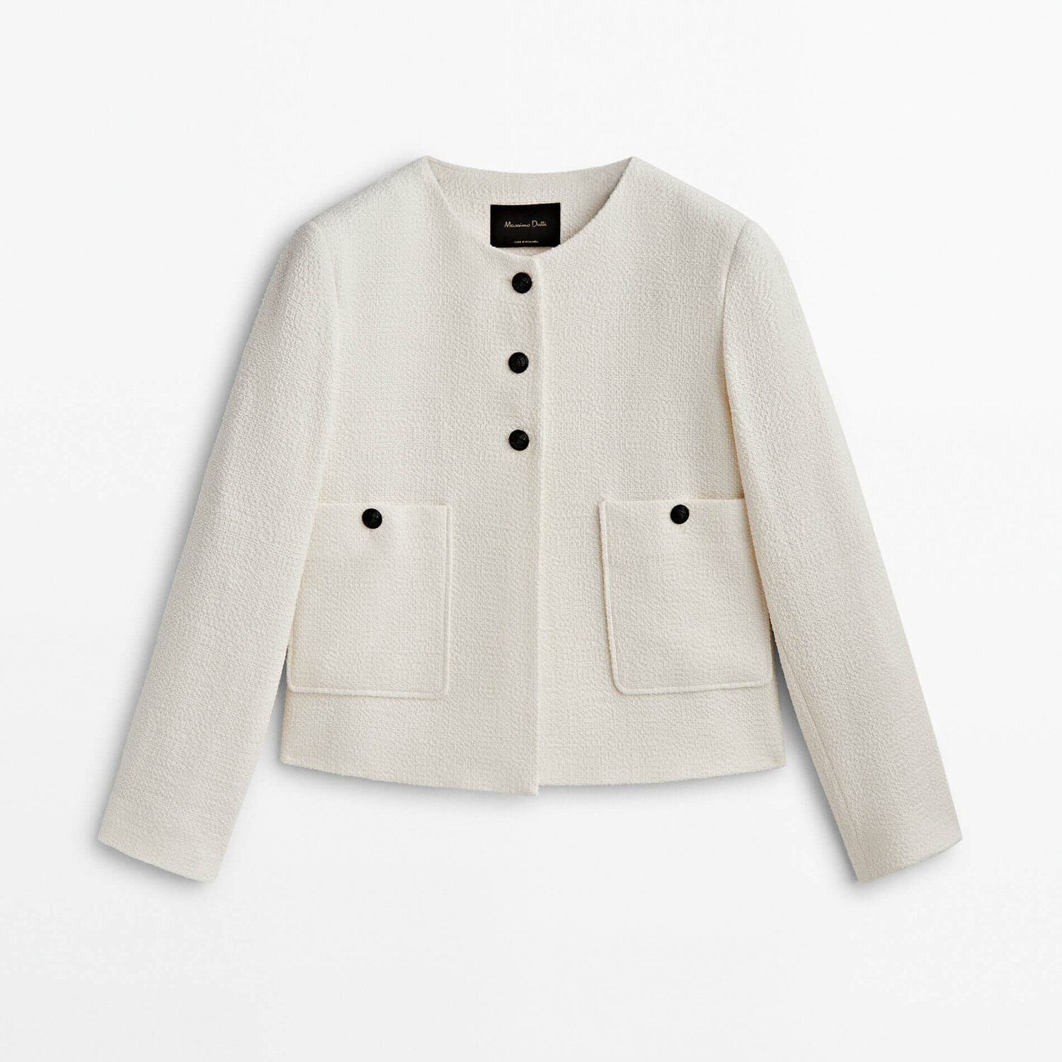 

Жакет Massimo Dutti Cropped With Contrast Buttons, кремовый
