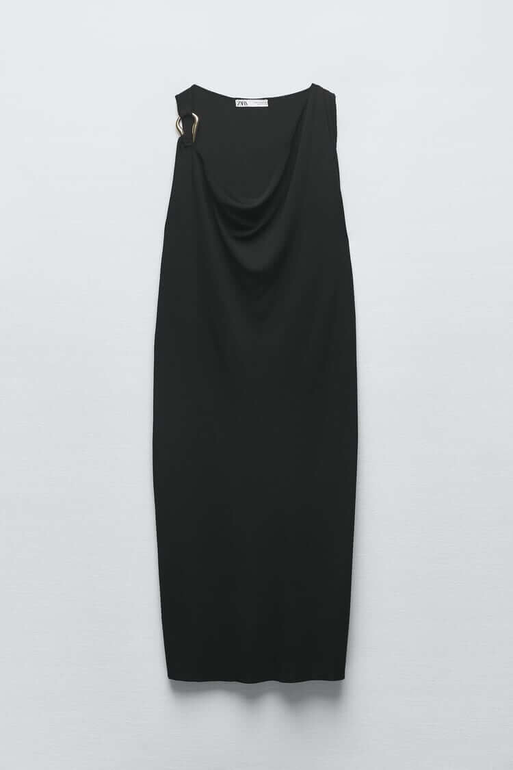 

Платье Zara Knit With Buckle At The Shoulder, черный