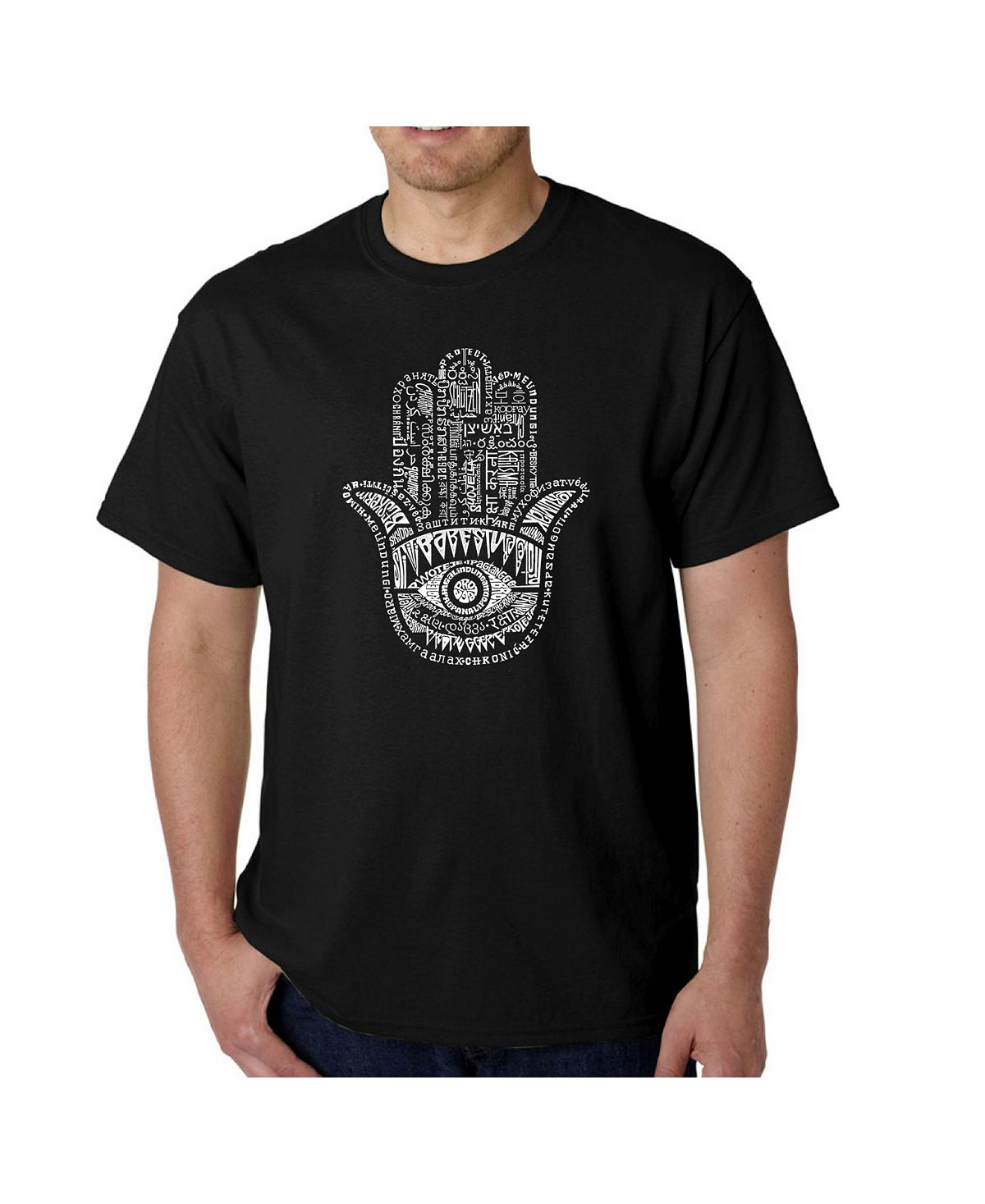 Мужская футболка word art - хамса LA Pop Art, черный 250г тхина hamsa