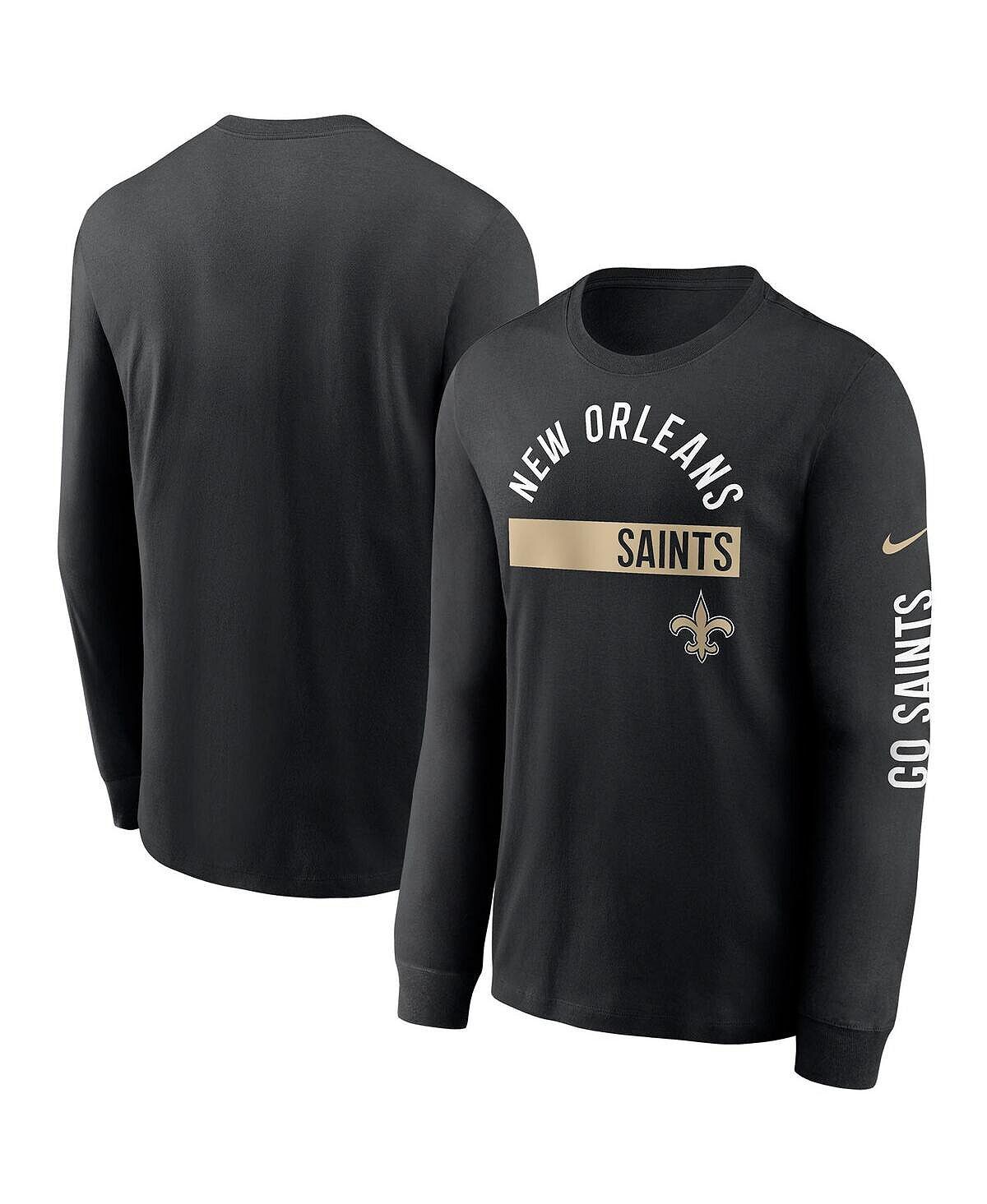 

Мужская черная футболка с длинным рукавом new orleans saints fan gear color bar Nike, черный