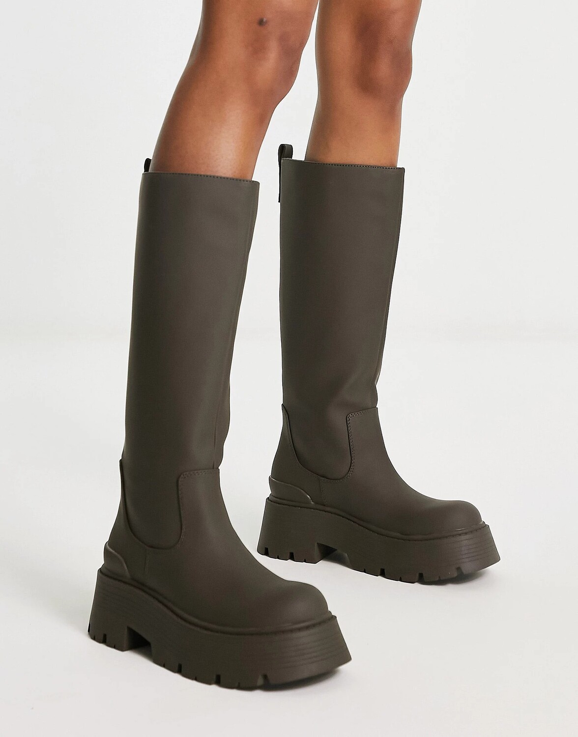 

Сапоги Pull&Bear chunky knee high, хаки
