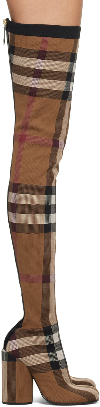 

Коричневые ботфорты в клетку Burberry, Коричневый, Коричневые ботфорты в клетку Burberry