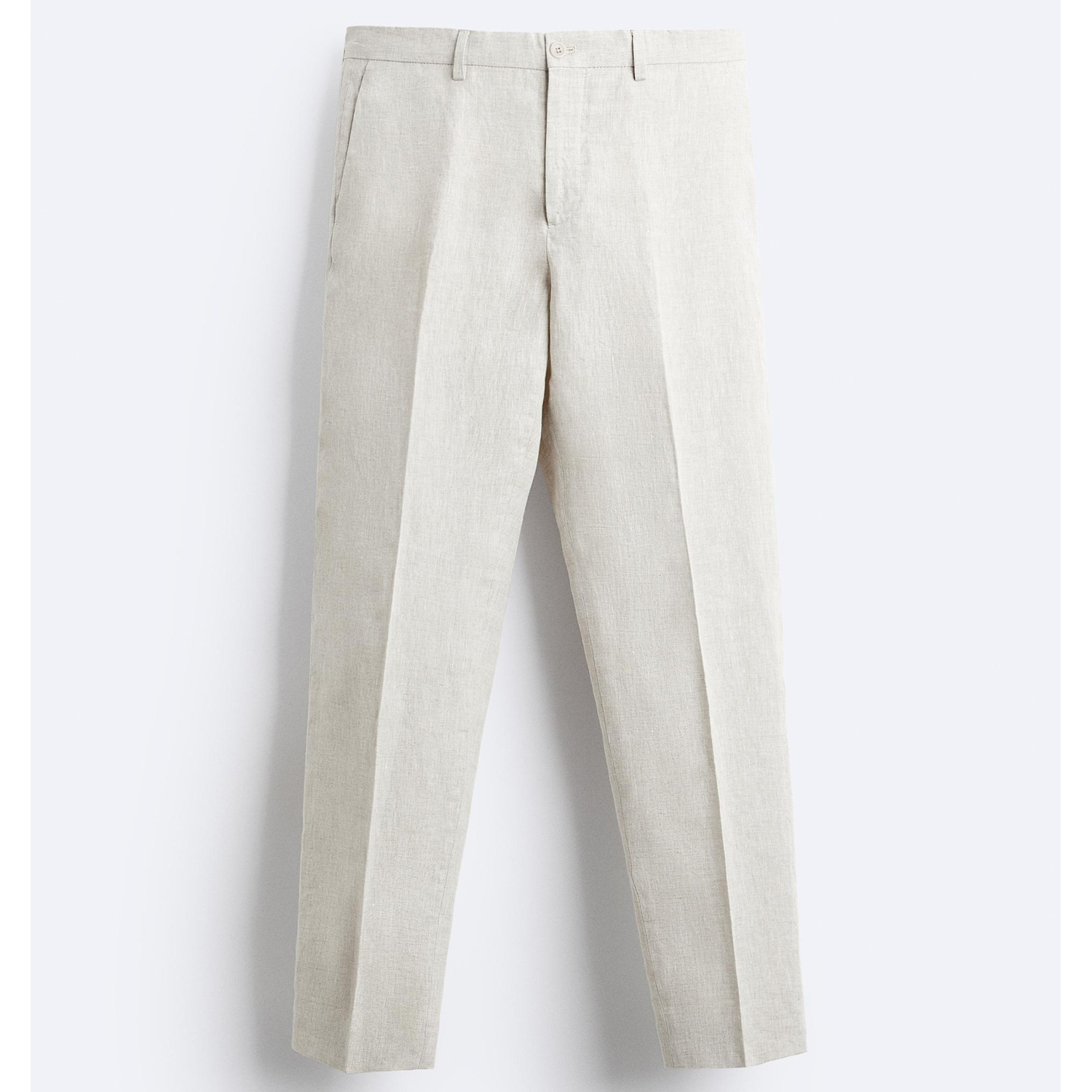 Брюки Zara 100% Linen Suit, светло-бежевый брюки zara relaxed fit 100% linen белый
