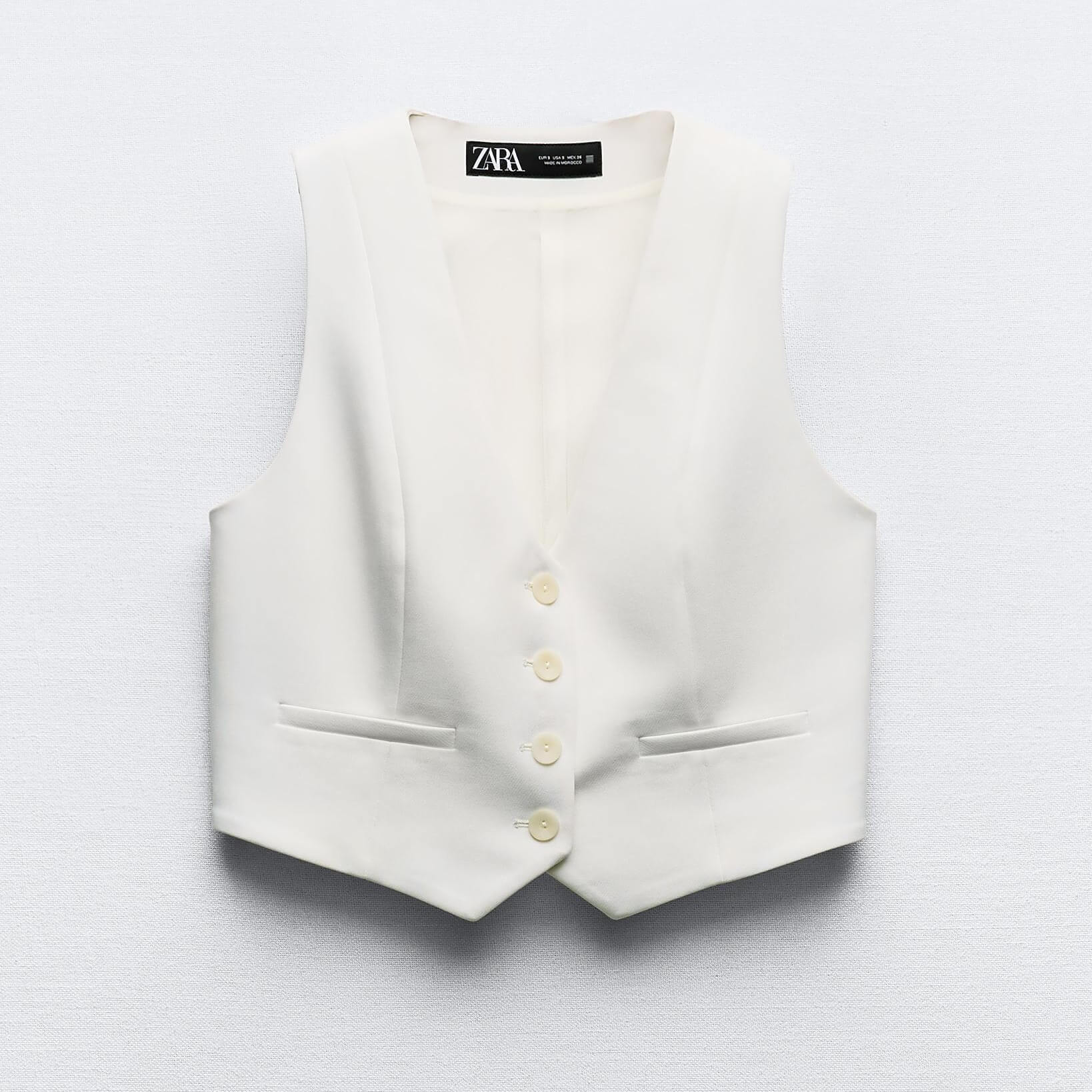Жилет Zara Short Tailored, белый жилет zara tailored linen blend зеленый