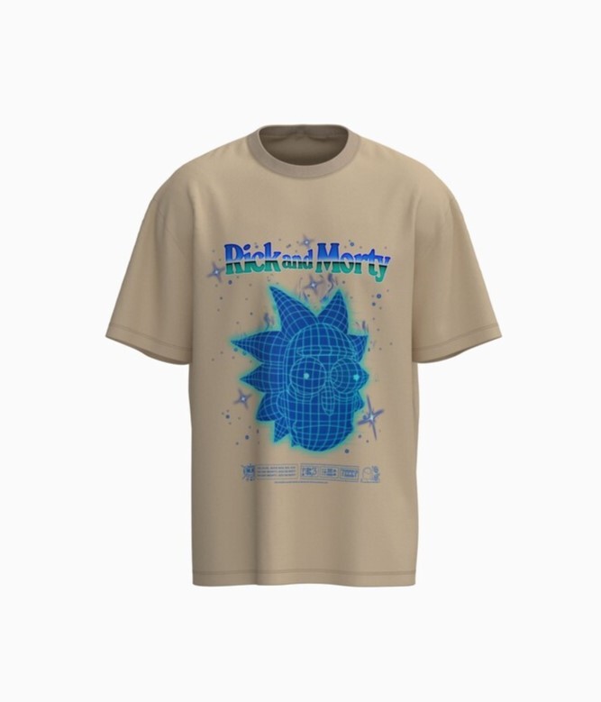

Футболка Bershka Rick & Morty boxy fit short sleeve, бежевый