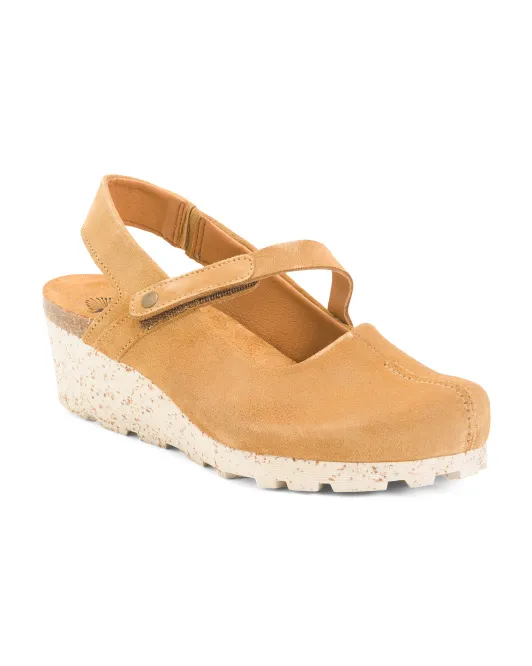 

Замшевые туфли на танкетке «Сделано в Португалии» с липучками и ремешками на пятке Otbt, бежевый