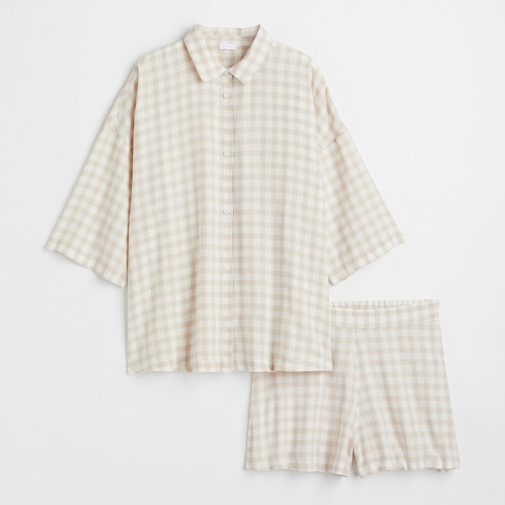 

Пижама H&M Home Checked, светло-бежевый/белый