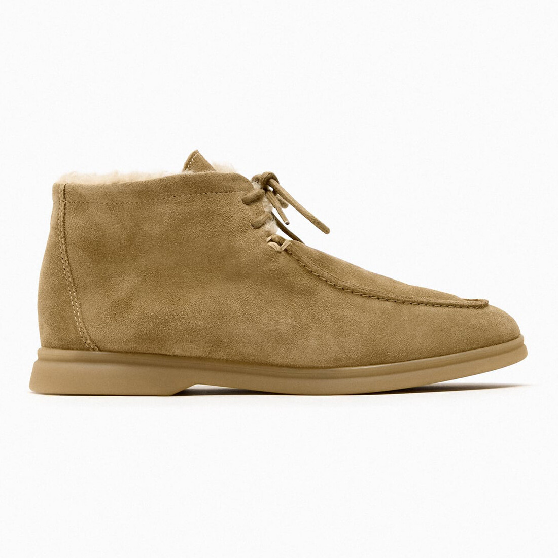 

Ботинки на плоской подошве Zara Suede & Faux Fur, песочно-коричневый