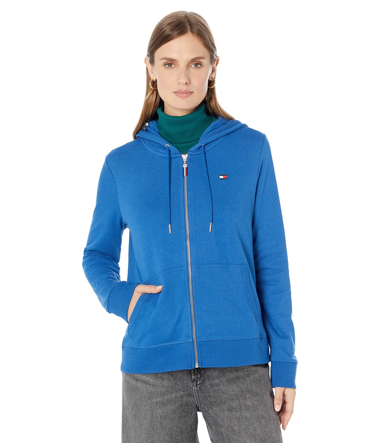 

Худи Tommy Hilfiger, Zip Solid Hoodie, Синий