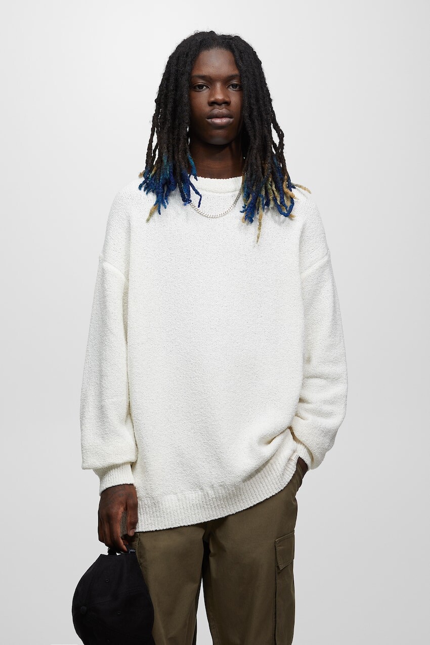 

Свитер махровой вязки Pull&Bear, кремовый