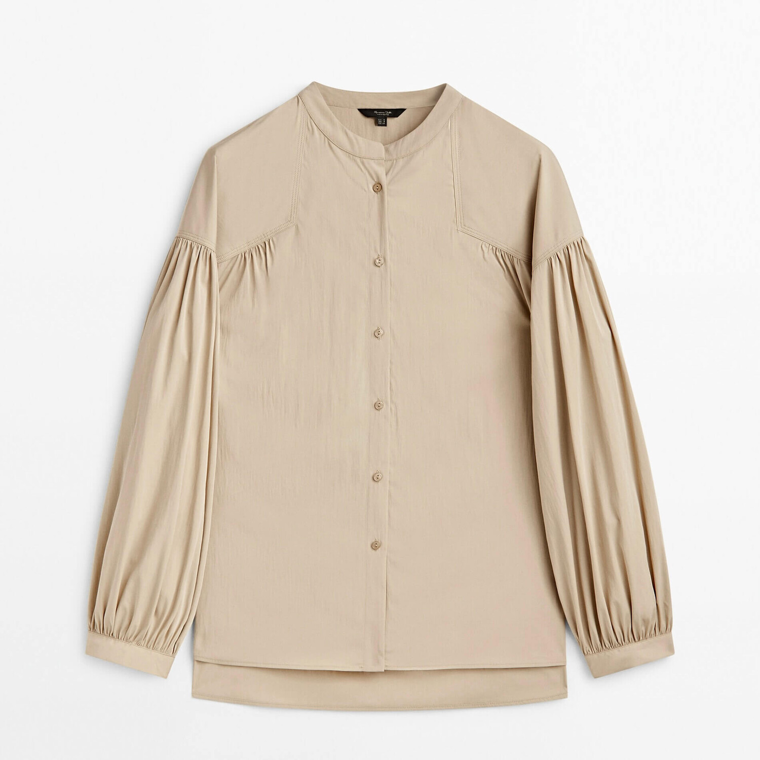 

Рубашка Massimo Dutti Gathering And Stand-Up Collar, бежевый