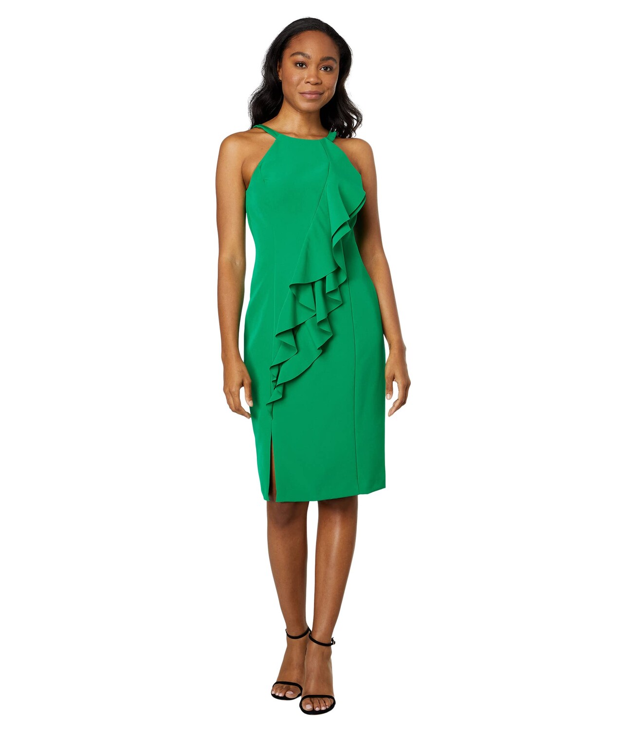 

Платье Vince Camuto, Laguna Crepe Halter Neck Bodycon with Front Ruffle