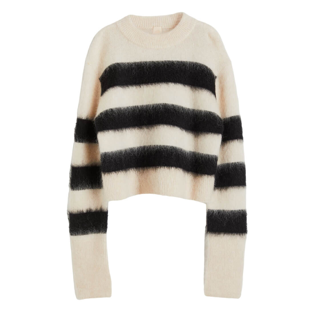 

Джемпер H&M Trend Mohair-blend Fine-knit, светло-бежевый/черный