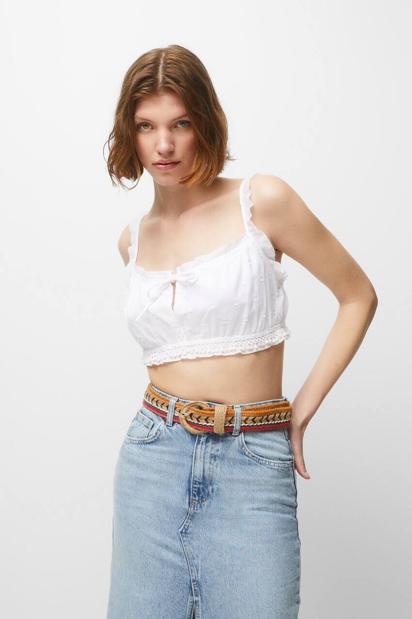 

Топ-бандо на бретелях Pull&Bear, белый