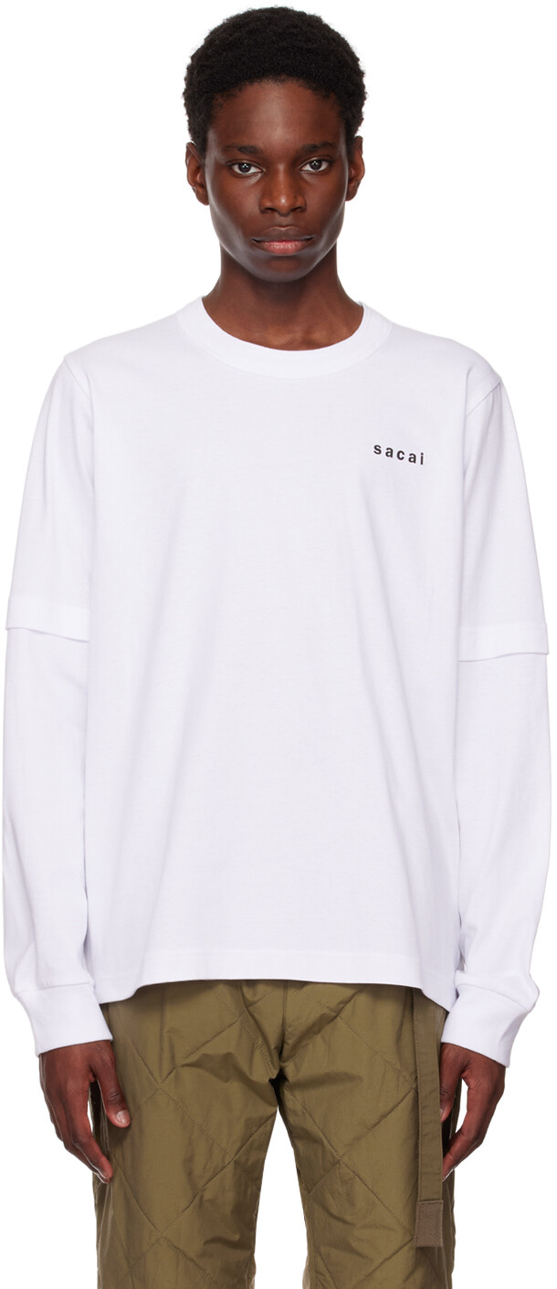 

Белая футболка с длинным рукавом \Снова и снова и снова\"" sacai