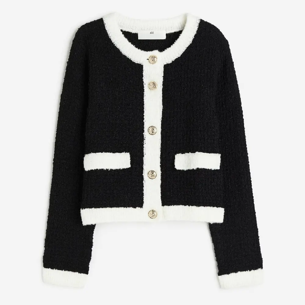 

Кардиган H&M Kids Textured-knit, черный/белый