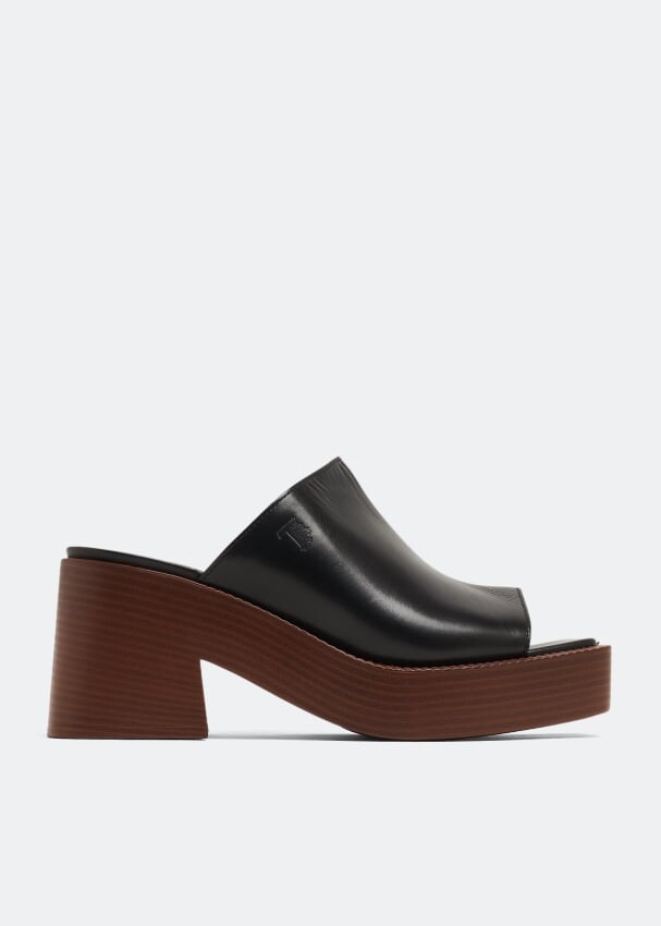 

Мюли TOD'S Leather platform mules, черный