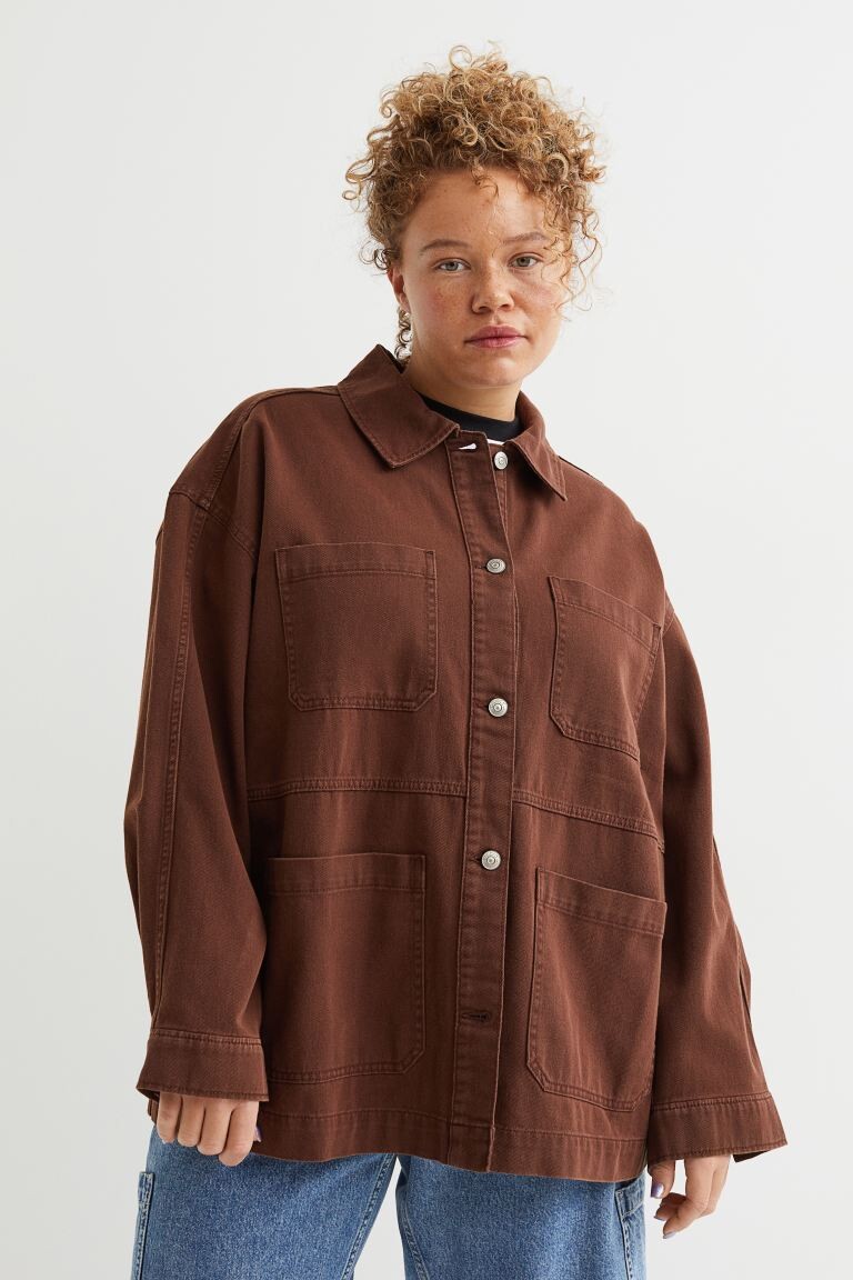 

Куртка-рубашка H&M+ из твила, коричневый