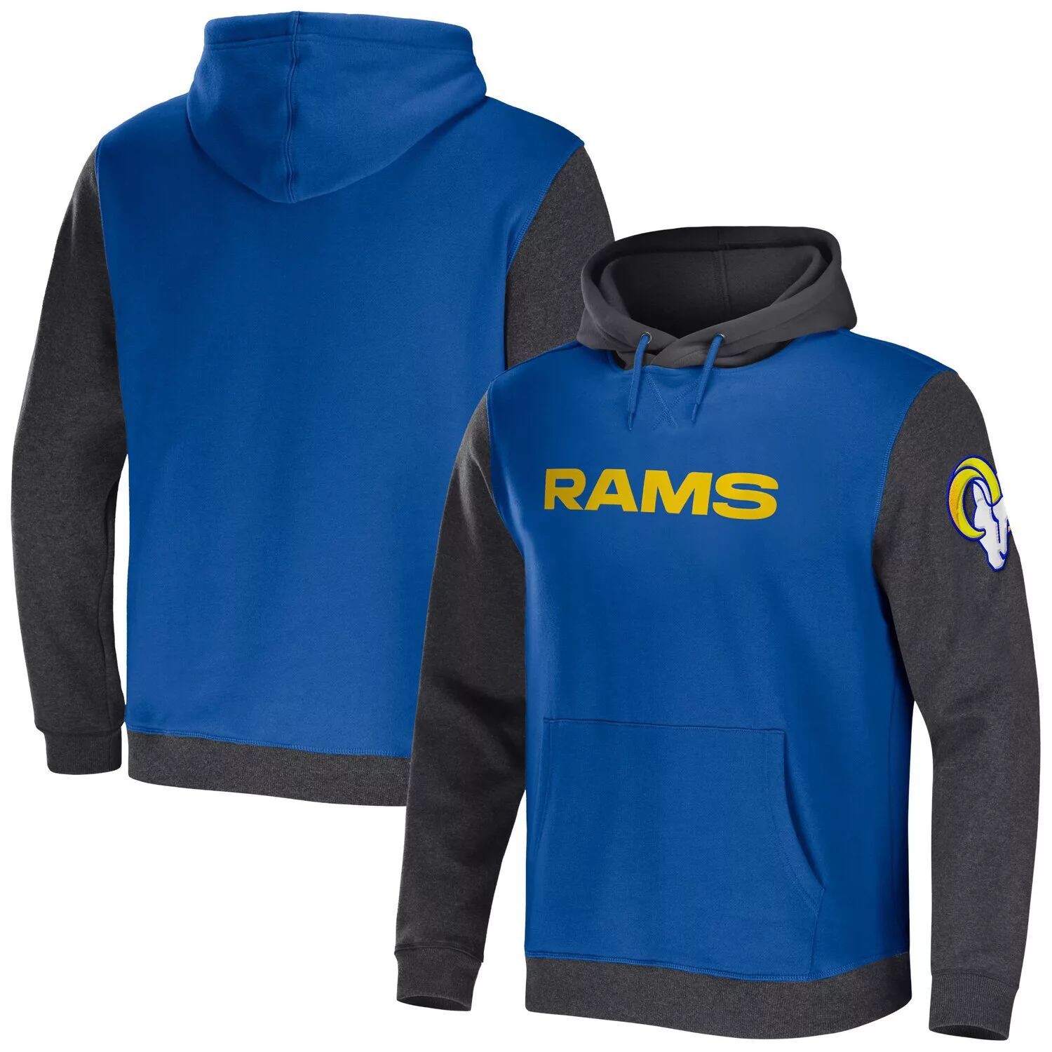 

Мужская коллекция NFL x Darius Rucker от Fanatics Royal/темно-серый пуловер с капюшоном Los Angeles Rams Colorblock