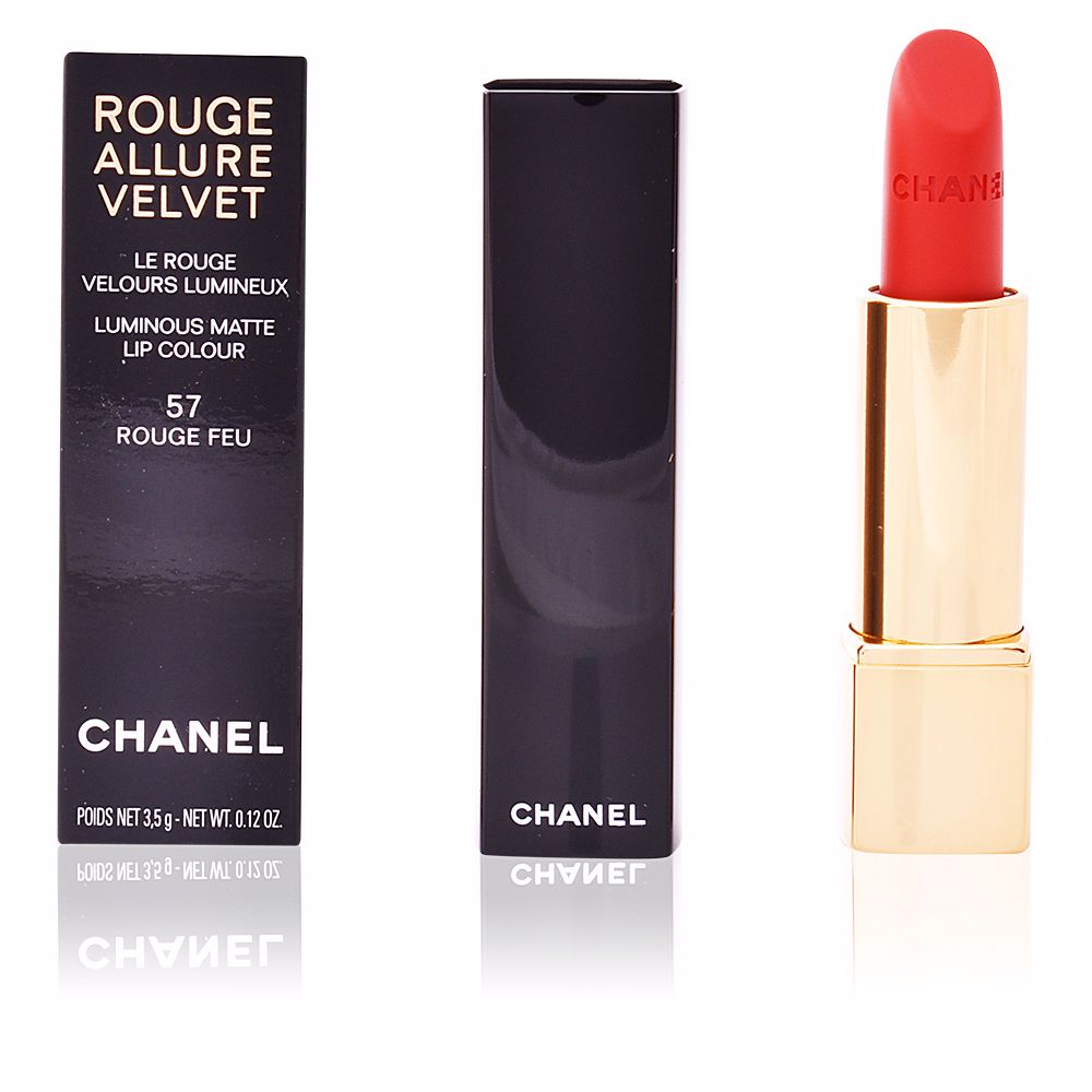 Губная помада Rouge allure velvet Chanel, 3,5 g, 57-rouge feu