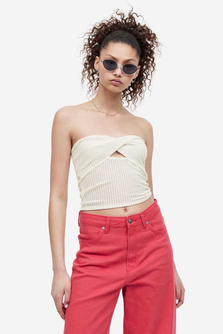 

Топ-бандо с перекрученными деталями H&M, крем