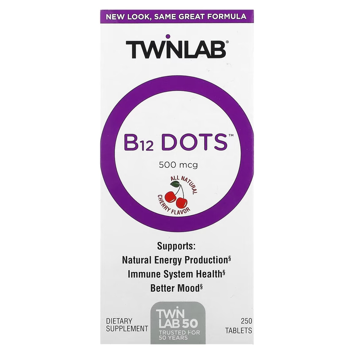 

Twinlab Мушки с B-12 500 мкг, 250 таблеток