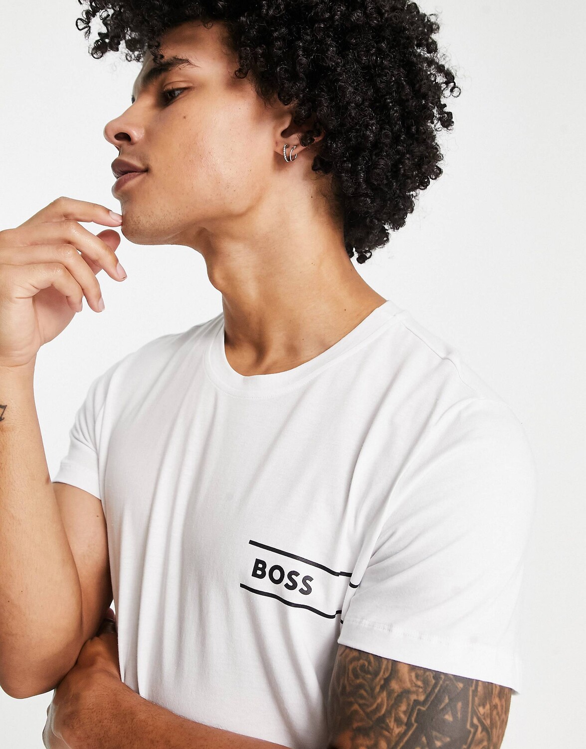 

Белая футболка с логотипом BOSS Bodywear, Белый