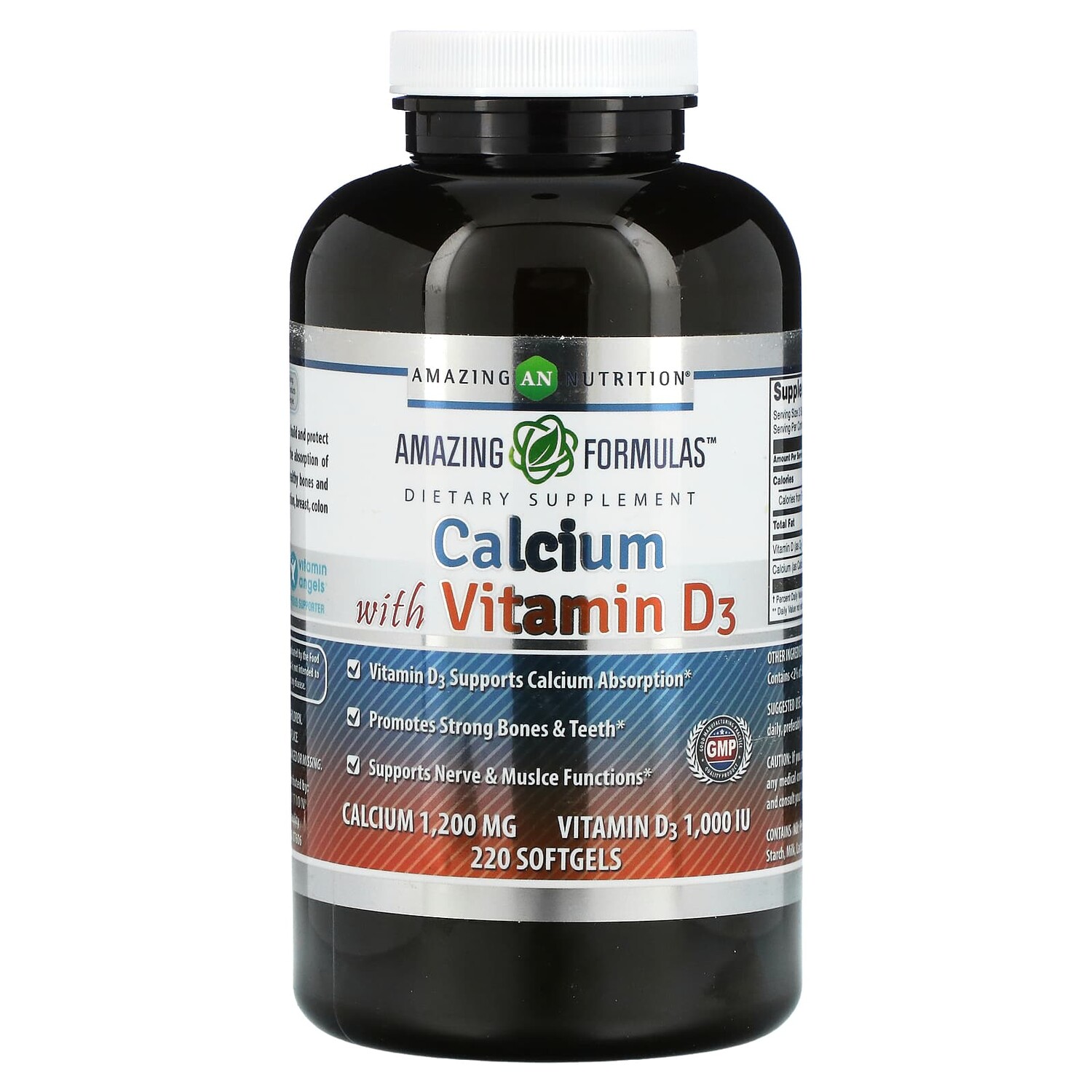 

Кальций Amazing Nutrition с витамином D3, 220 капсул