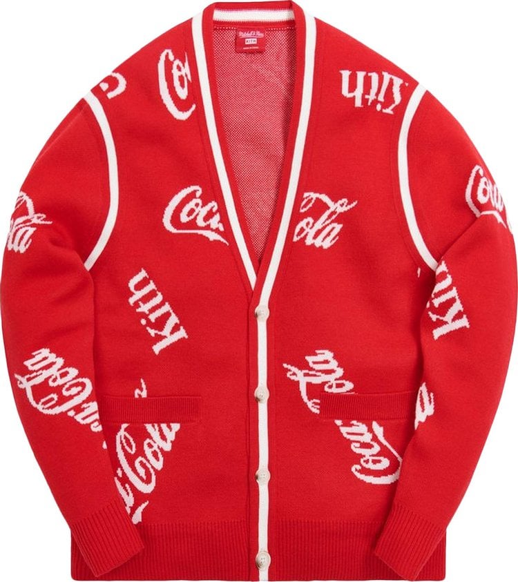 Кардиган Kith x Coca-Cola x Mitchell & Ness Coke Logo Cardigan 'Red', красный - фото