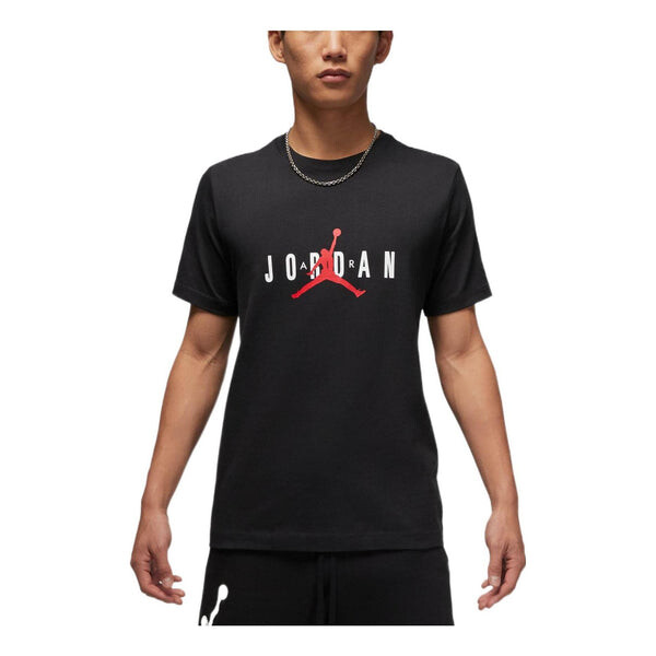 

Футболка Air Jordan Alphabet Flying Man Logo Printing Round Neck Casual Short Sleeve Black, Черный