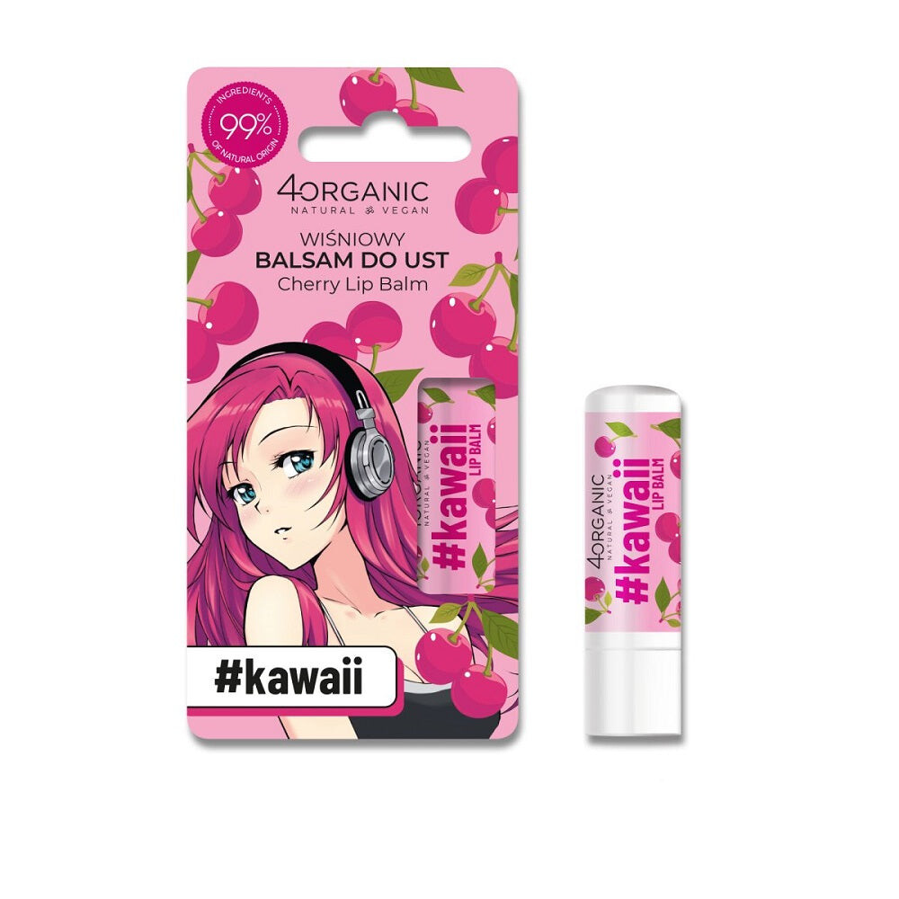 

4organic Kawaii Натуральный бальзам для губ с вишней 5г