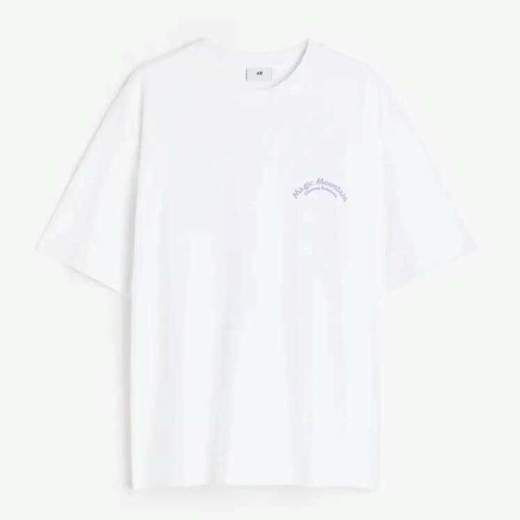 

Футболка с принтом H&M Magic Mountain Relaxed Fit, белый