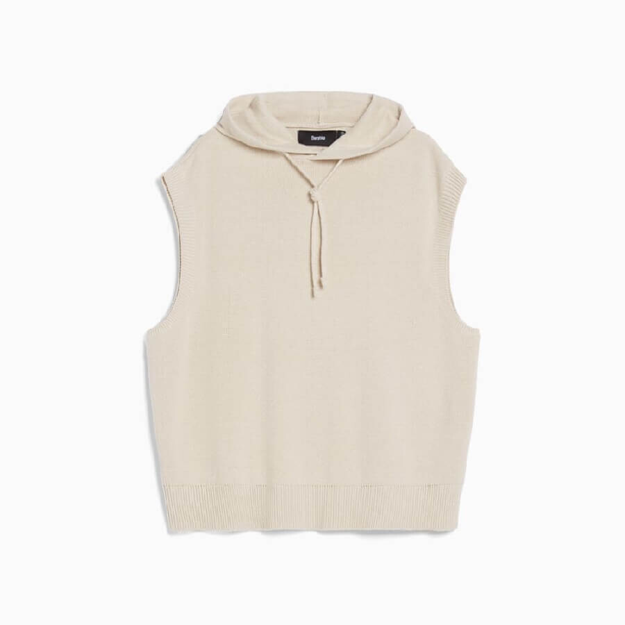 

Жилет Bershka Knit With Hood, кремовый