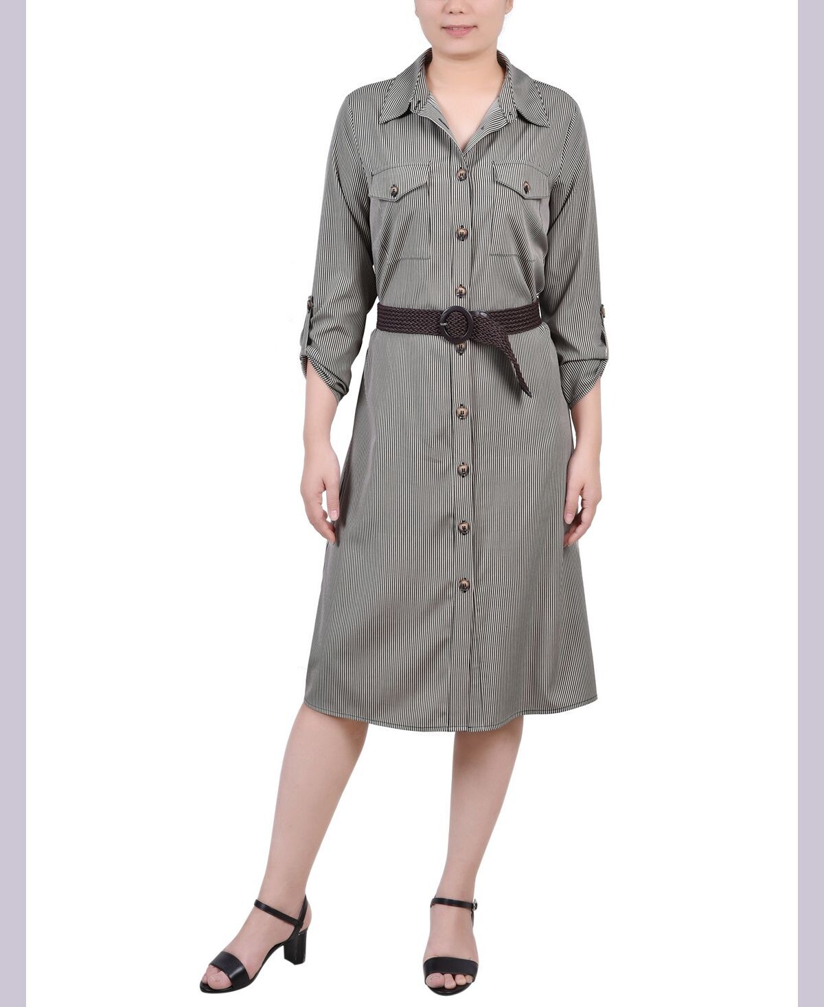 

Платье-рубашка petite с отворотами на рукавах 3/4 NY Collection, мульти