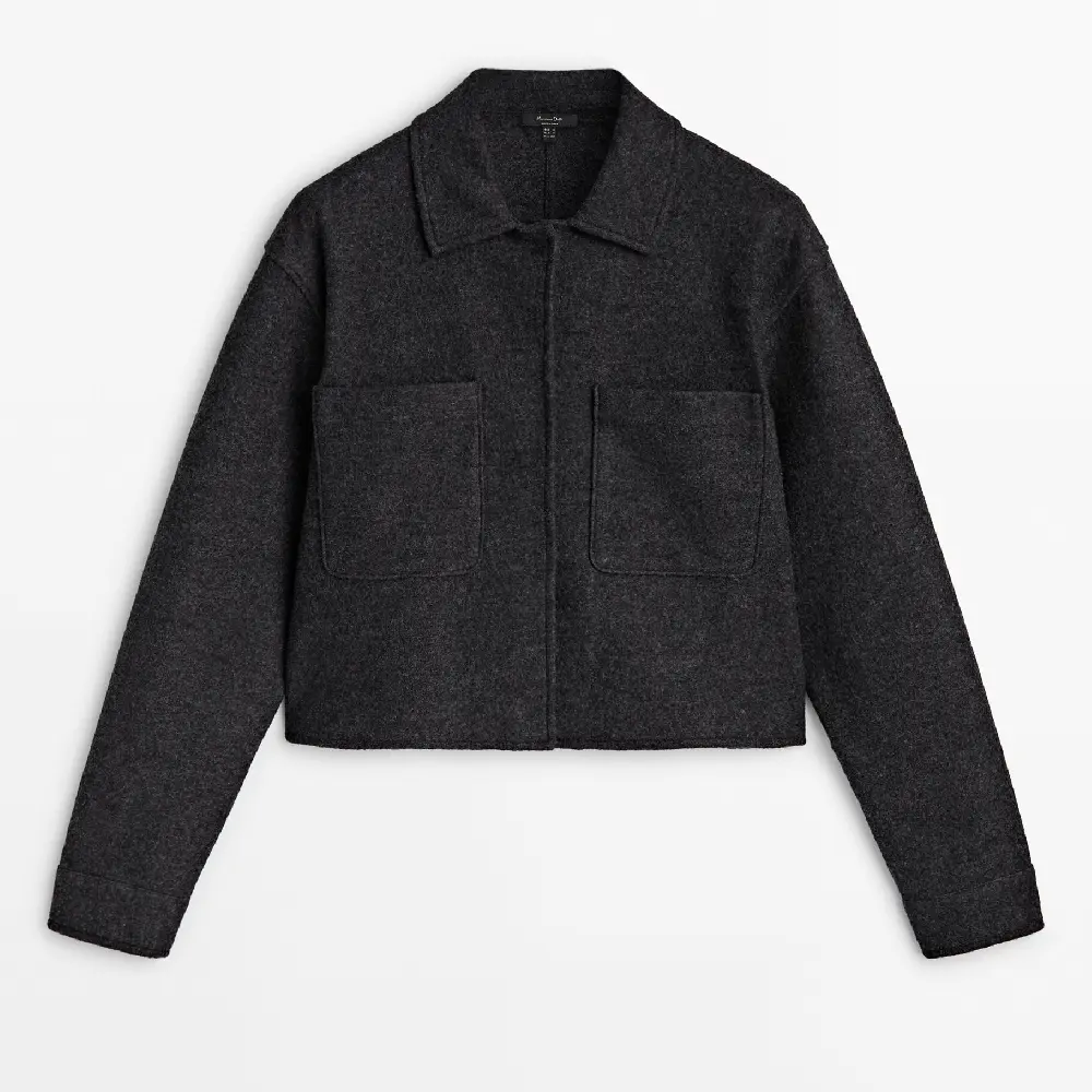 Куртка Massimo Dutti Felted Wool Blend With Pockets, серый