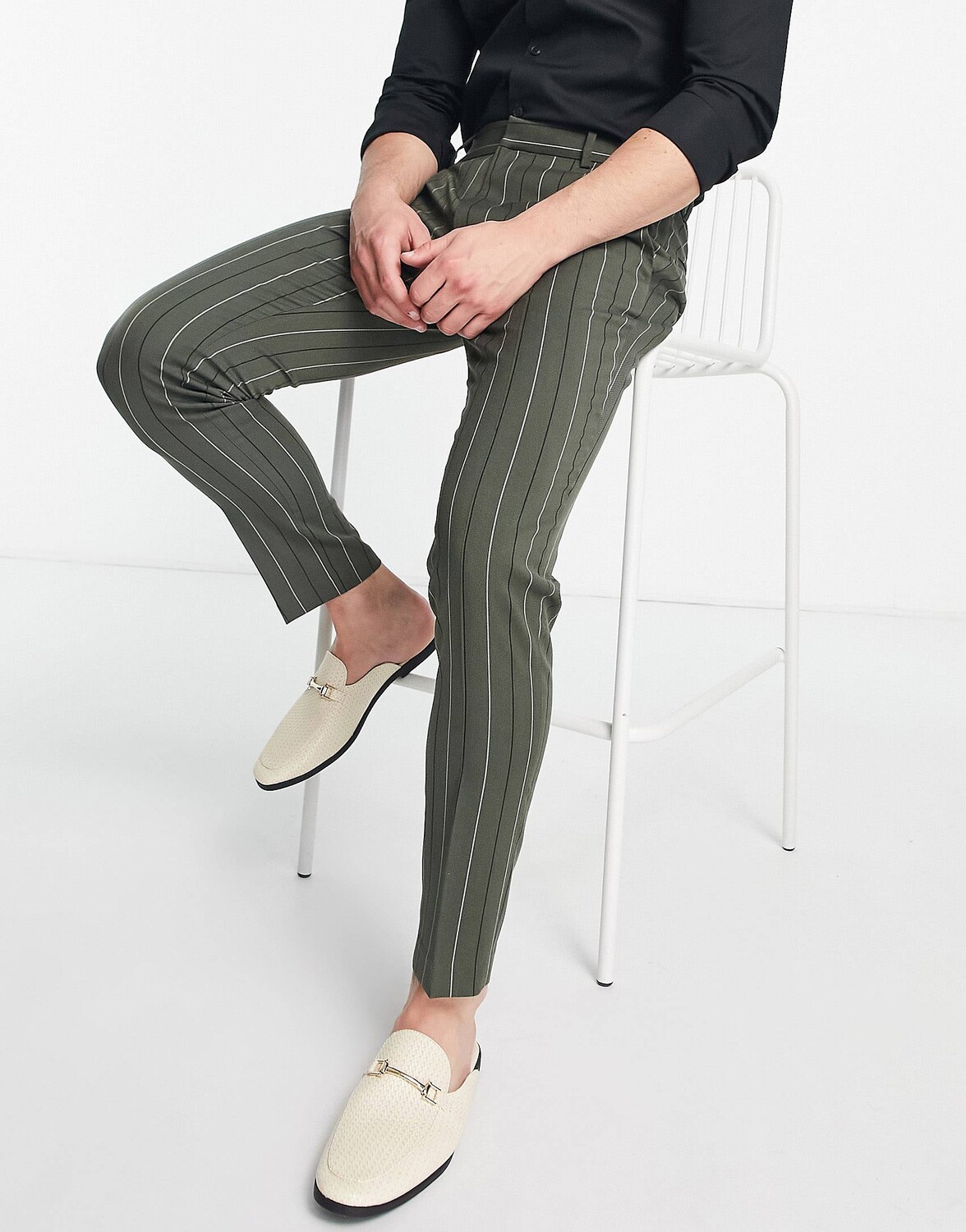 

Брюки скинни в зеленую полоску ASOS DESIGN smart, Зеленый