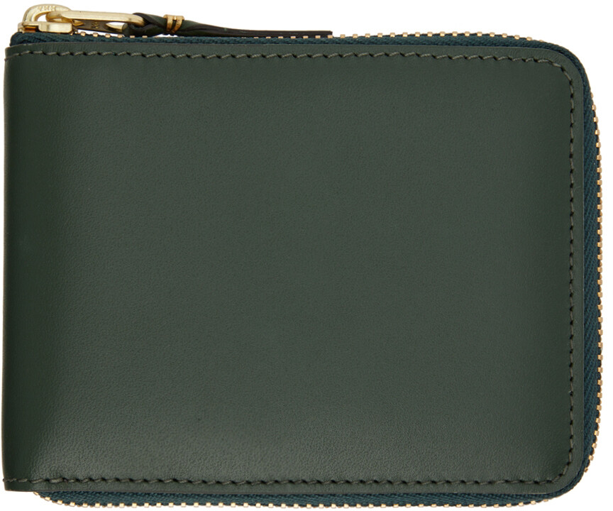

Зеленый кожаный классический кошелек на молнии Comme des Garçons Wallets