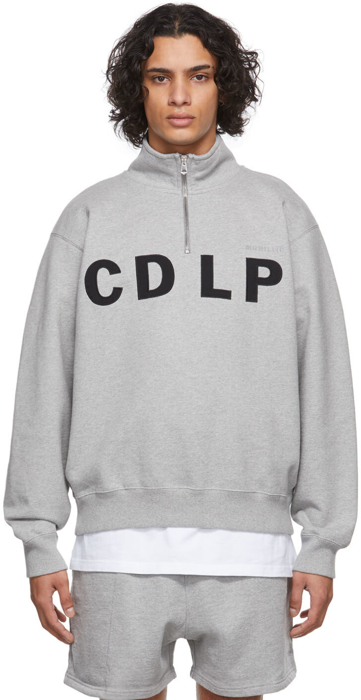 

Серый толстый махровый свитер с молнией до половины CDLP