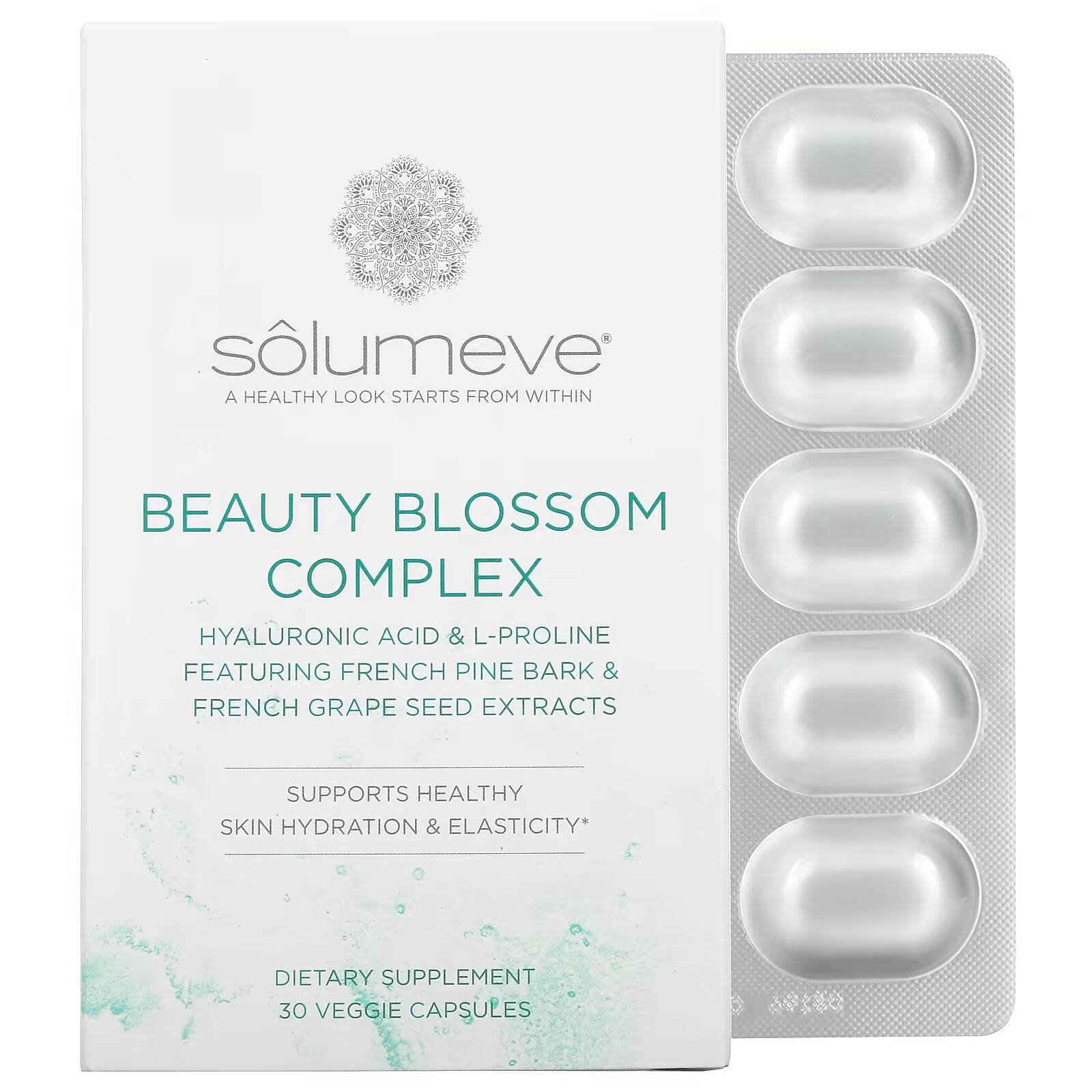 цена Solumeve, Beauty Blossom Complex, 30 растительных капсул